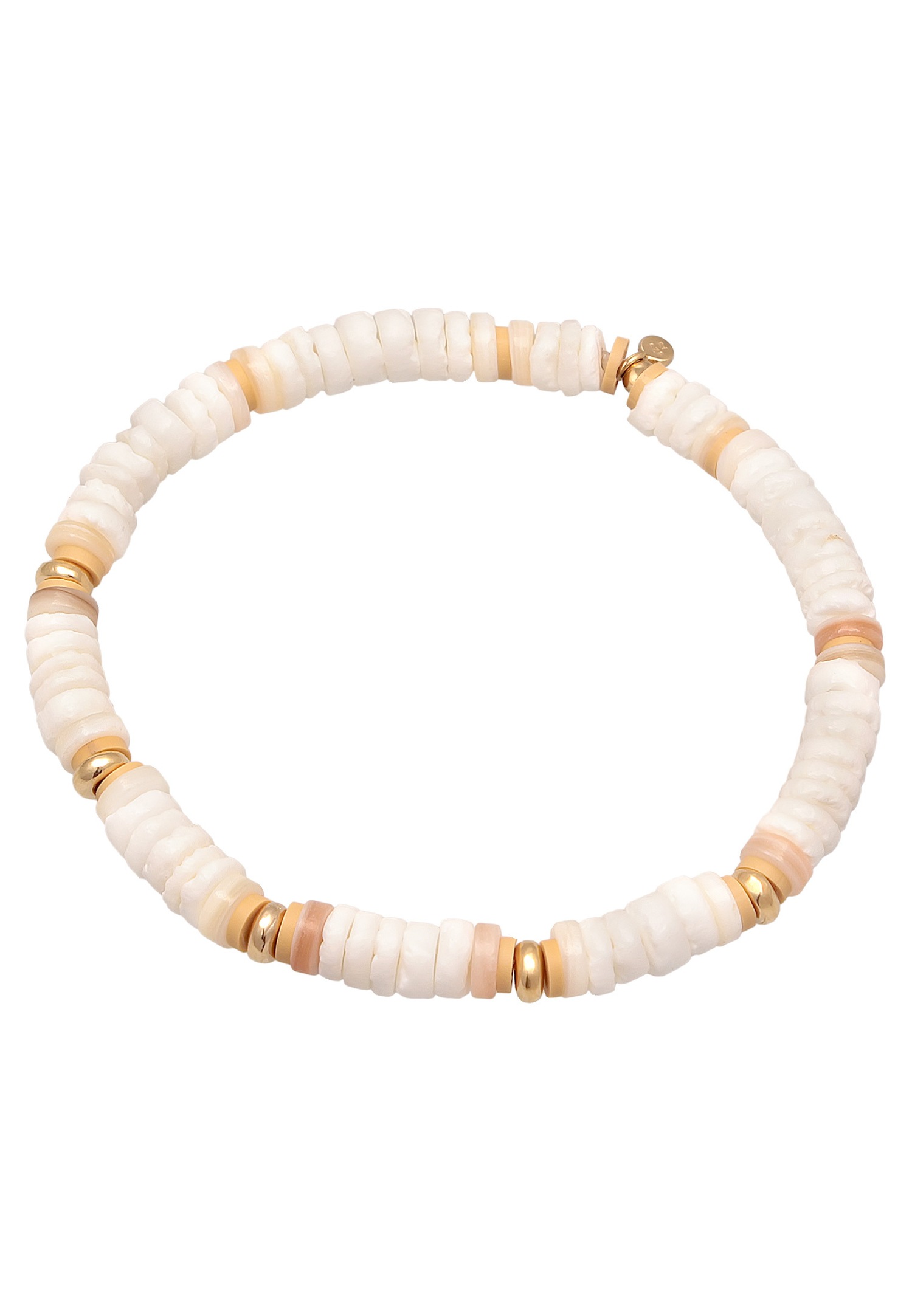 Elli Mujer Estilo Surfista Tendencia Playa con Cuentas Heishi en Plata de Ley 925 Chapada en Oro