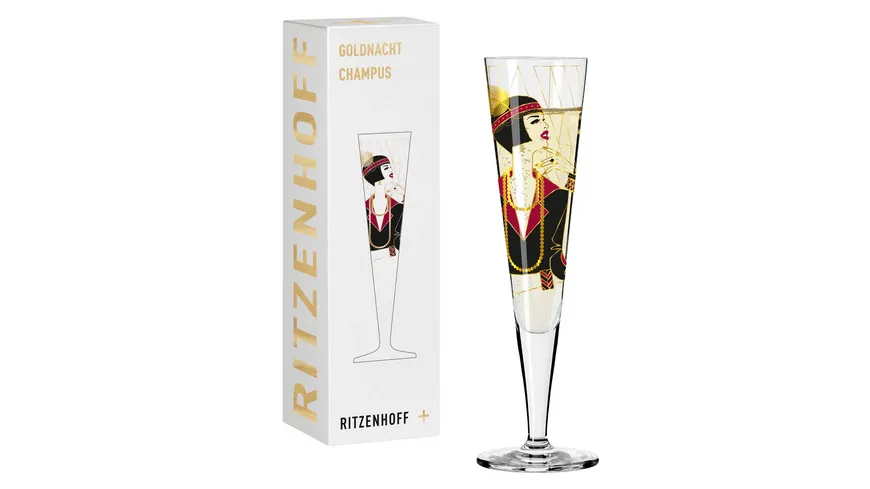 RITZENHOFF Champagnerglas Goldnacht #27 von Samy Halim Gold, Schwarz, Rot