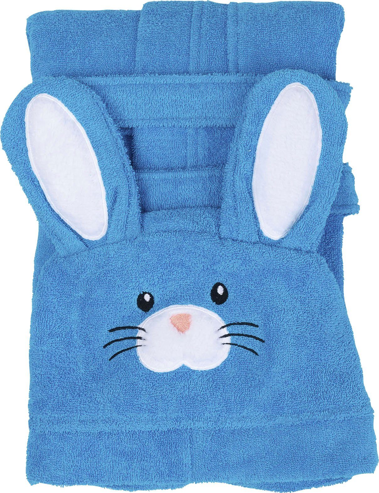 Wewo fashion Kinderbademantel 8024, Kurzform, Baumwolle, Kapuze, Gürtel, für Mädchen & Jungen, mit niedlicher Kapuze