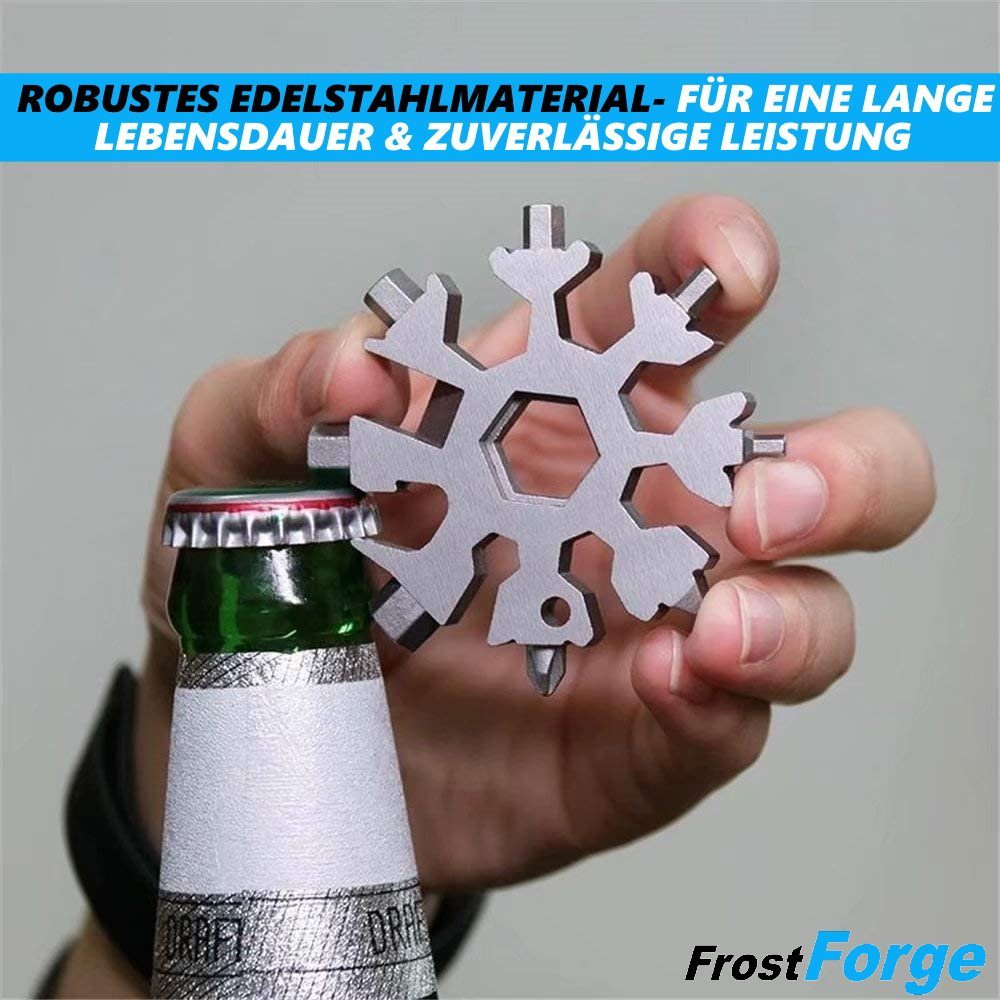 MAVURA Multitool FrostForge 18in1 Multi Werkzeug Schneeflocke Schneeflocken, Edelstahl Multifunktionswerkzeug Geschenk Gadget