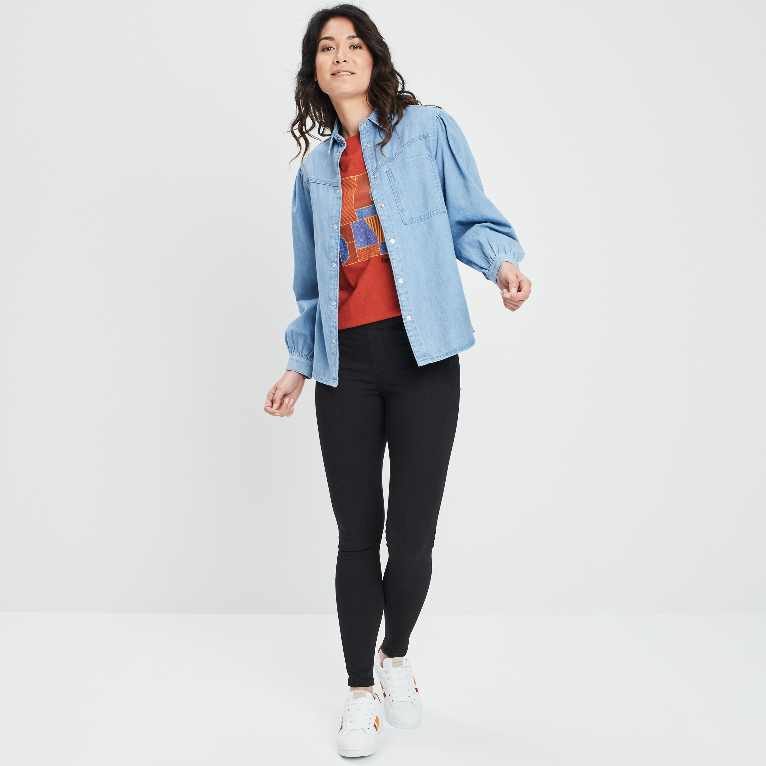 Jegging taille standard denim noir femme | La Halle