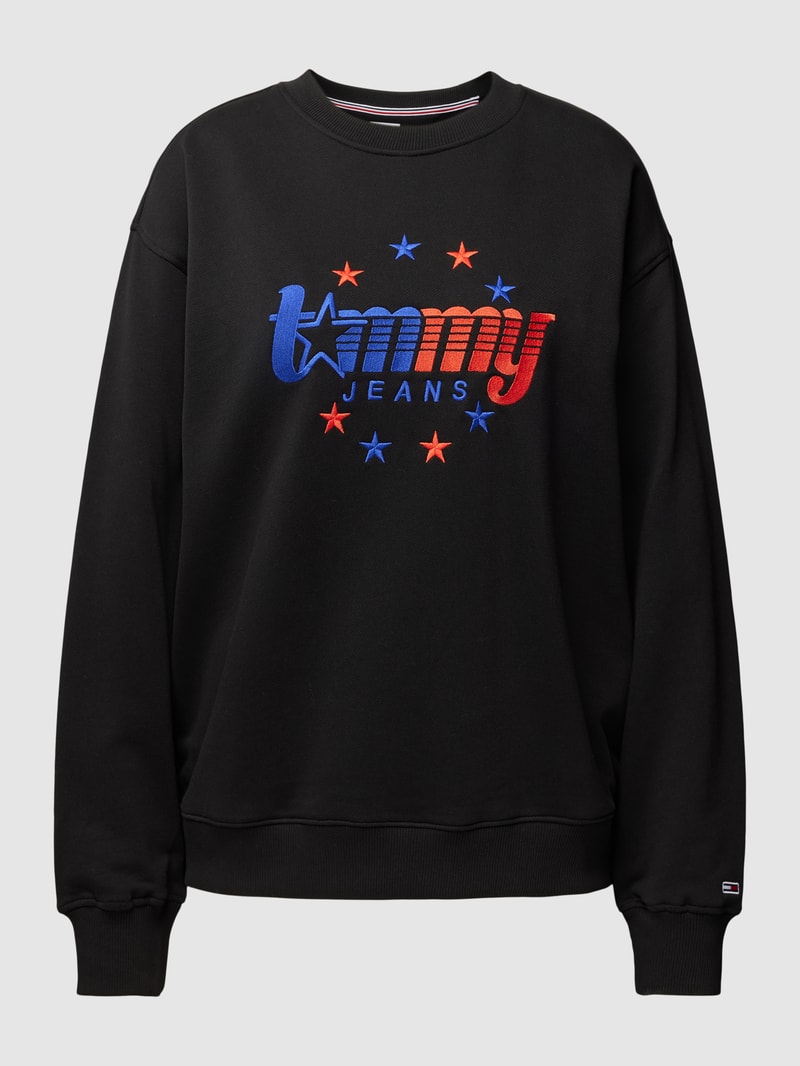 Sweatshirt mit Label-Stitching in schwarz