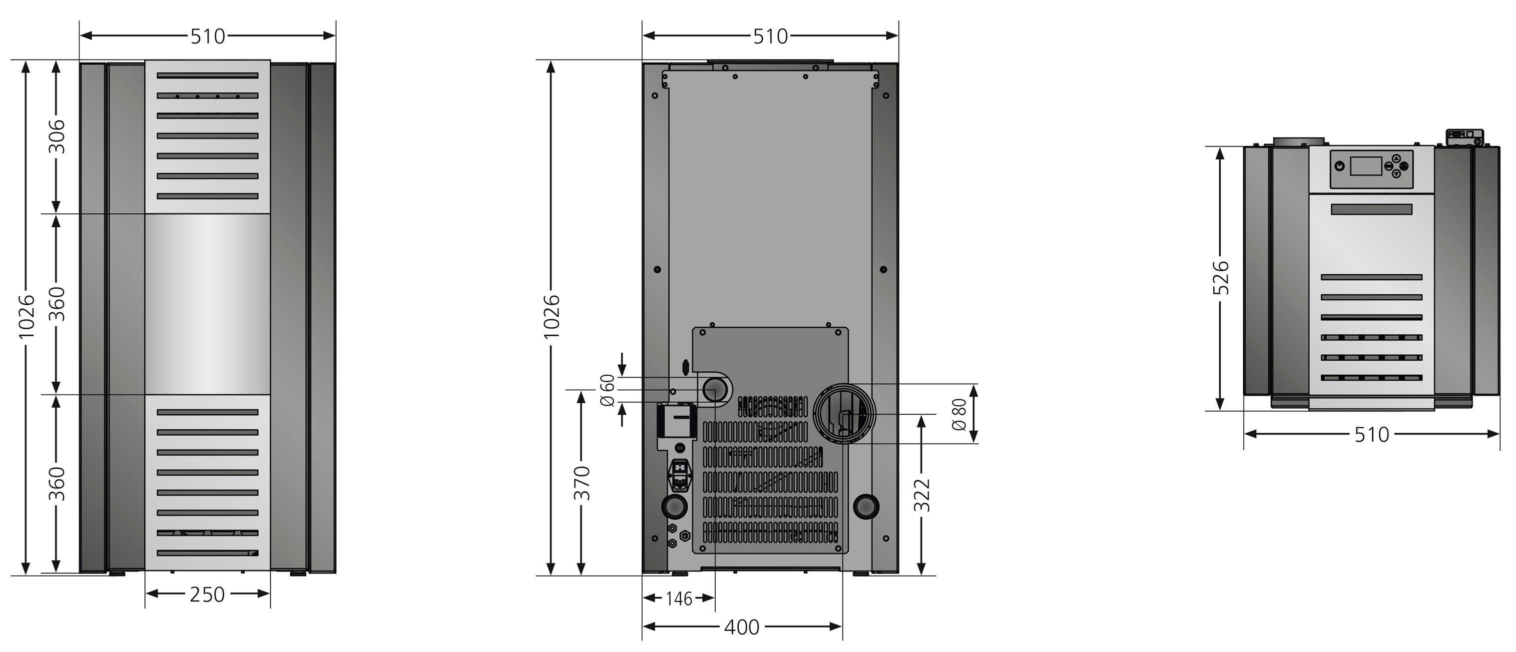 JUSTUS Pelletofen Sirkos 2.0, 6 kW, Zeitbrand