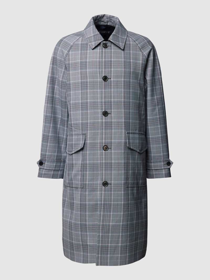 Mantel mit Glencheck-Muster Modell 'CARCOAT' in marineblau