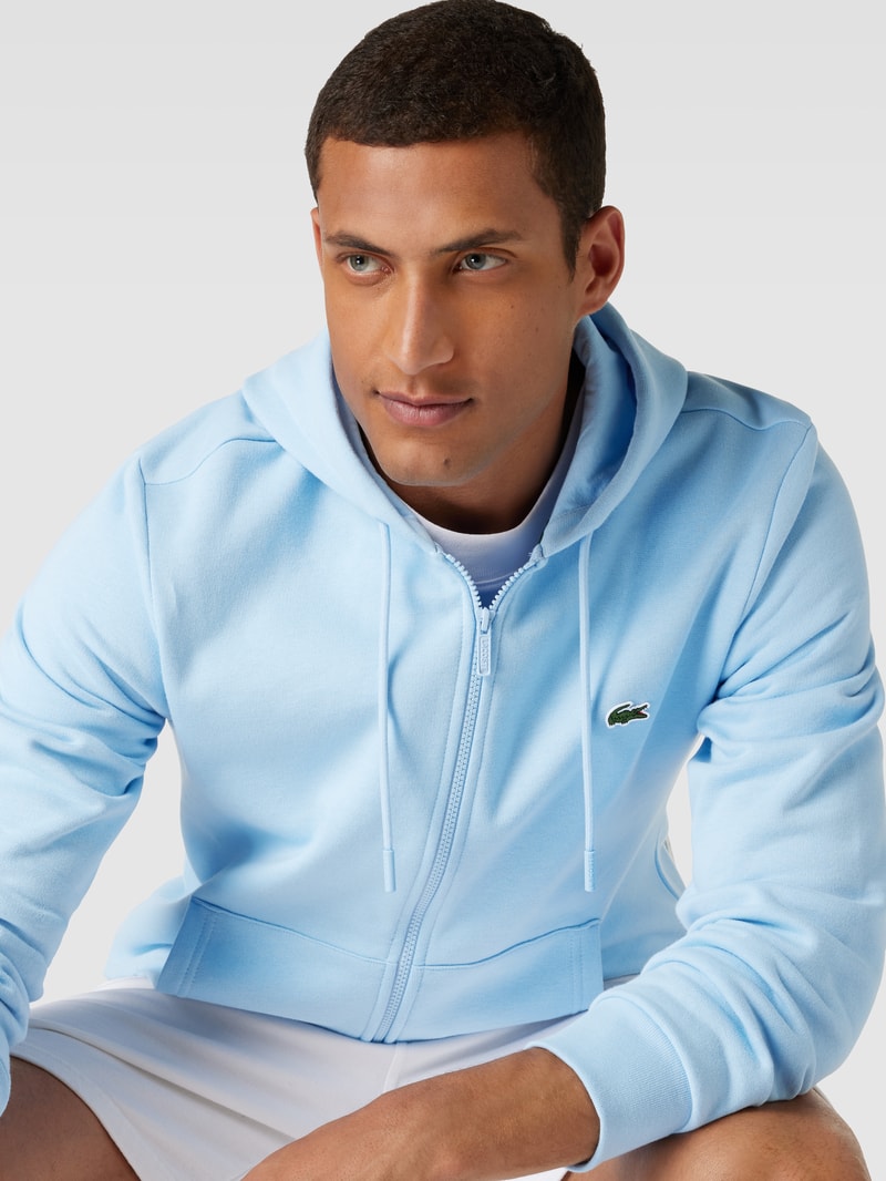 Sweatjacke mit Logo-Stitching in hellblau
