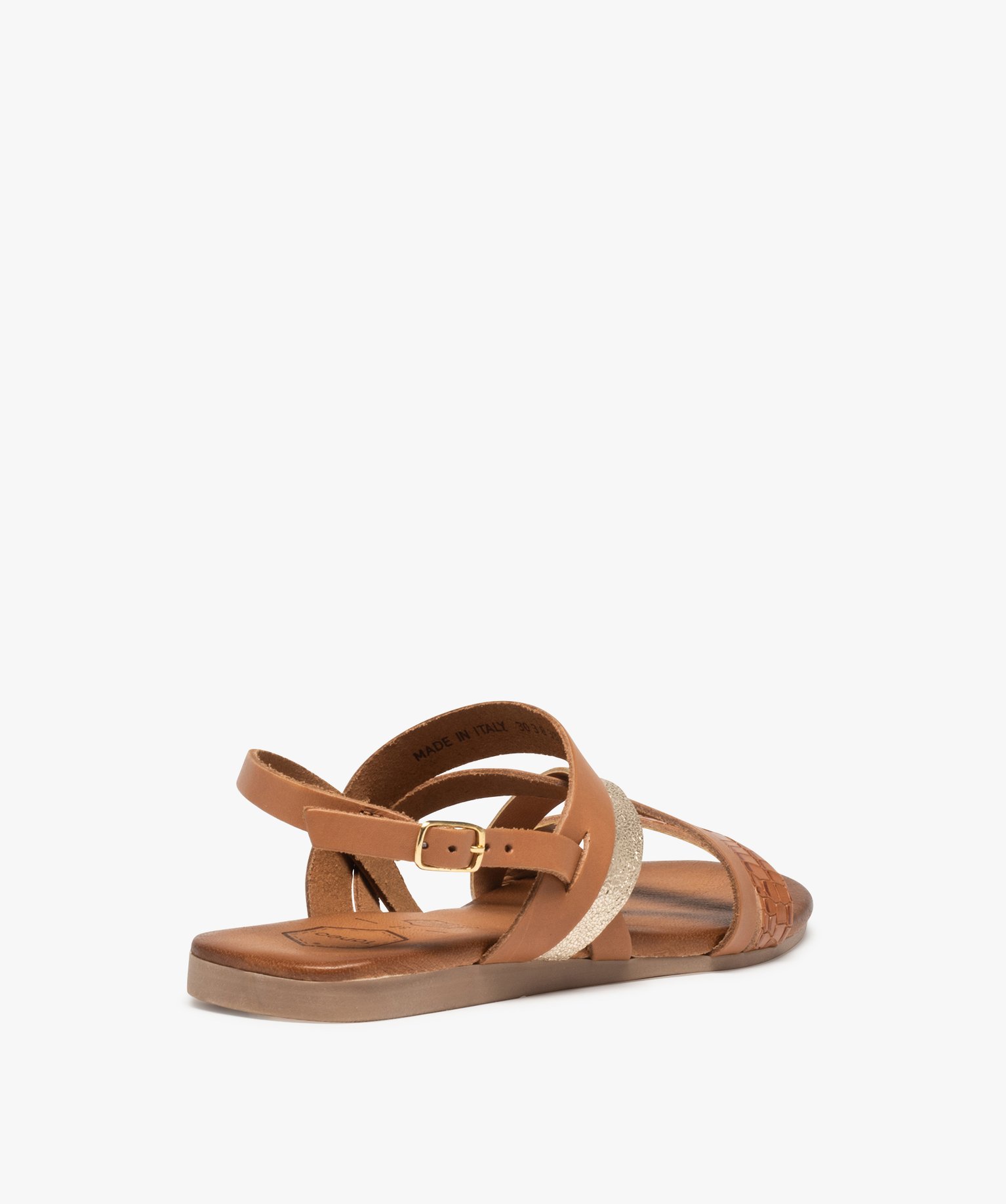 Sandales femme à talon plat et brides en cuir - Tanéo marron | GEMO