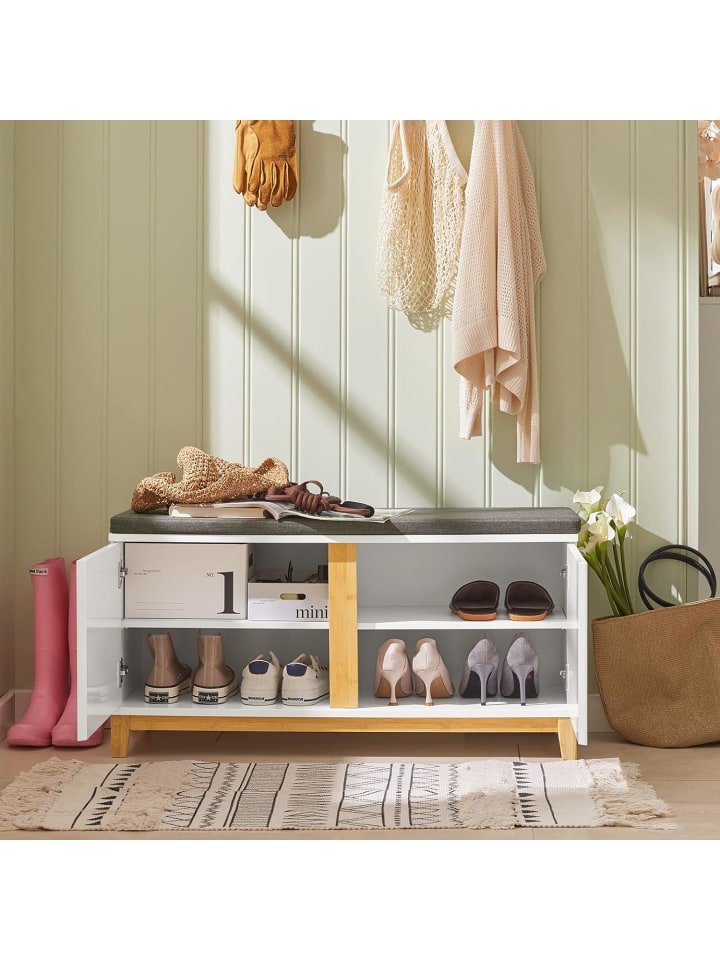 SoBuy Schuhbank in Weiß - (B)90 x (H)46 x (T)34cm günstig kaufen onesize