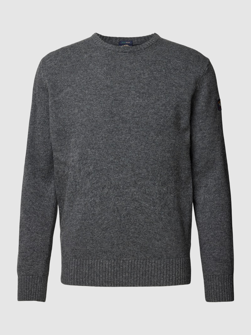 Strickpullover mit Label-Patch in anthrazit