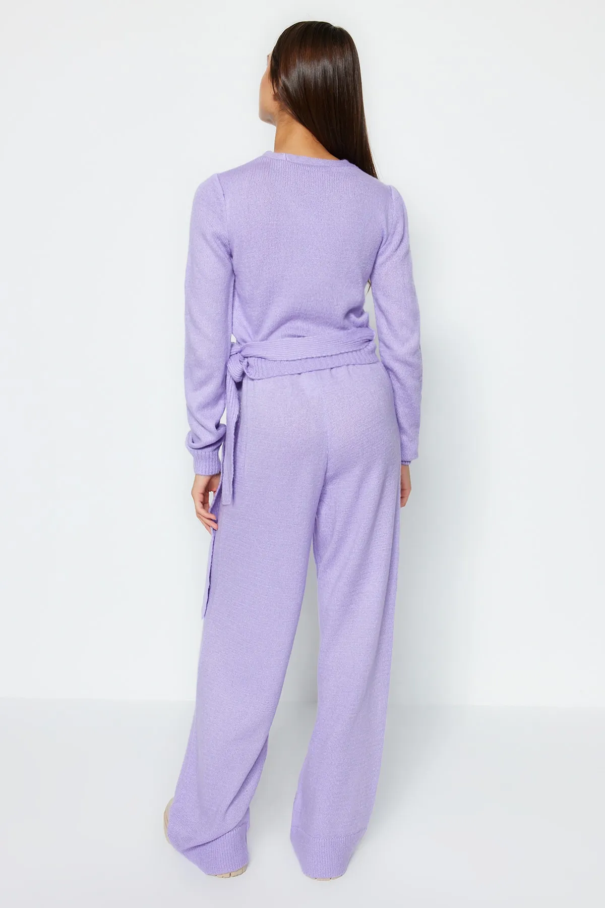 Trendyol Collection  Lila kurzes Strickoberteil und -unterteil-Set TWOAW24AU00016