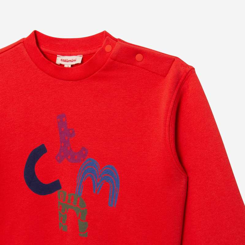 Sweat bébé garçon rouge en coton recyclé Catimini