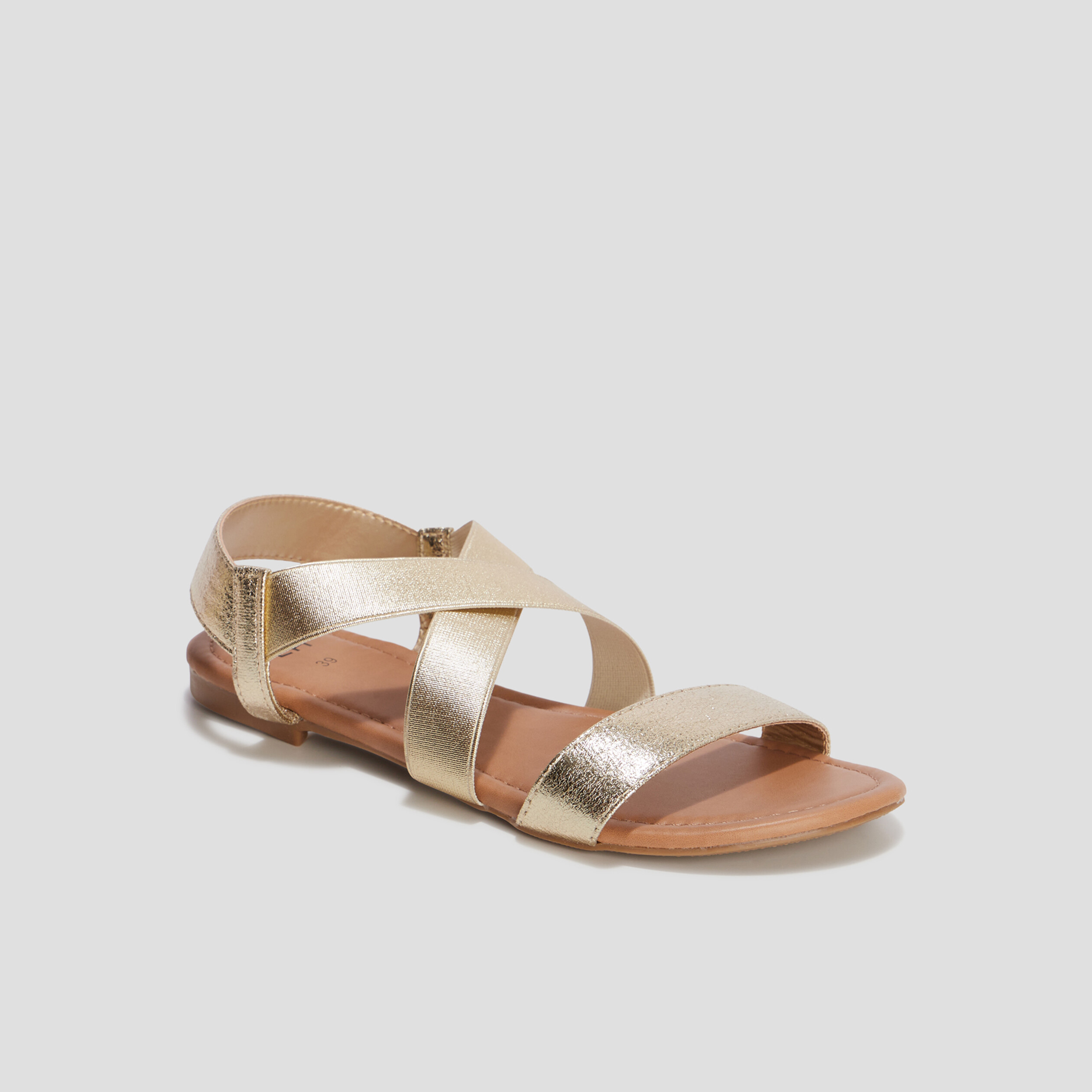 Sandales plates jaune or femme | La Halle