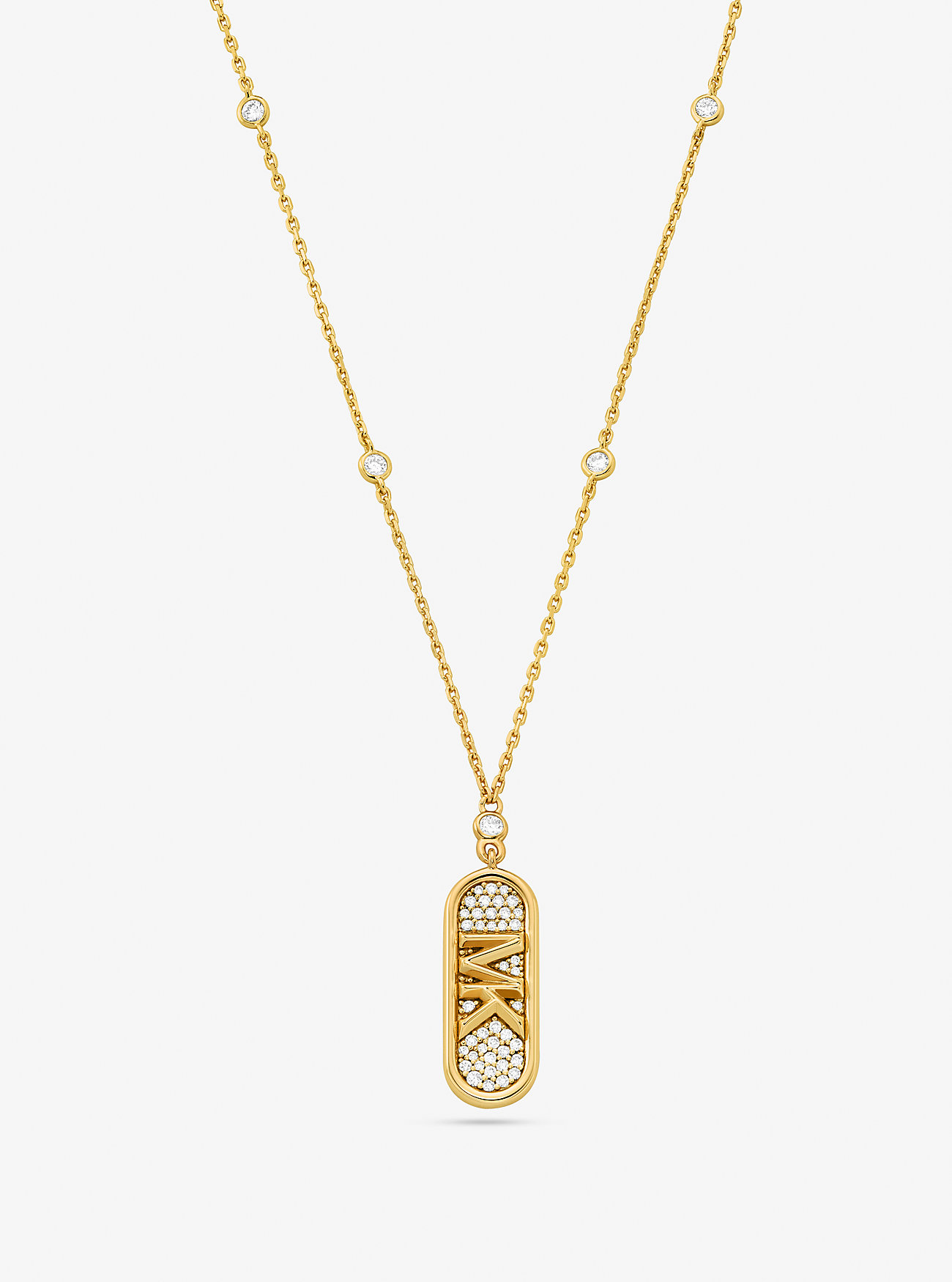 Pavé Precious Metal-Plated and Sterling Silver Empire Logo Necklace - GOLD
