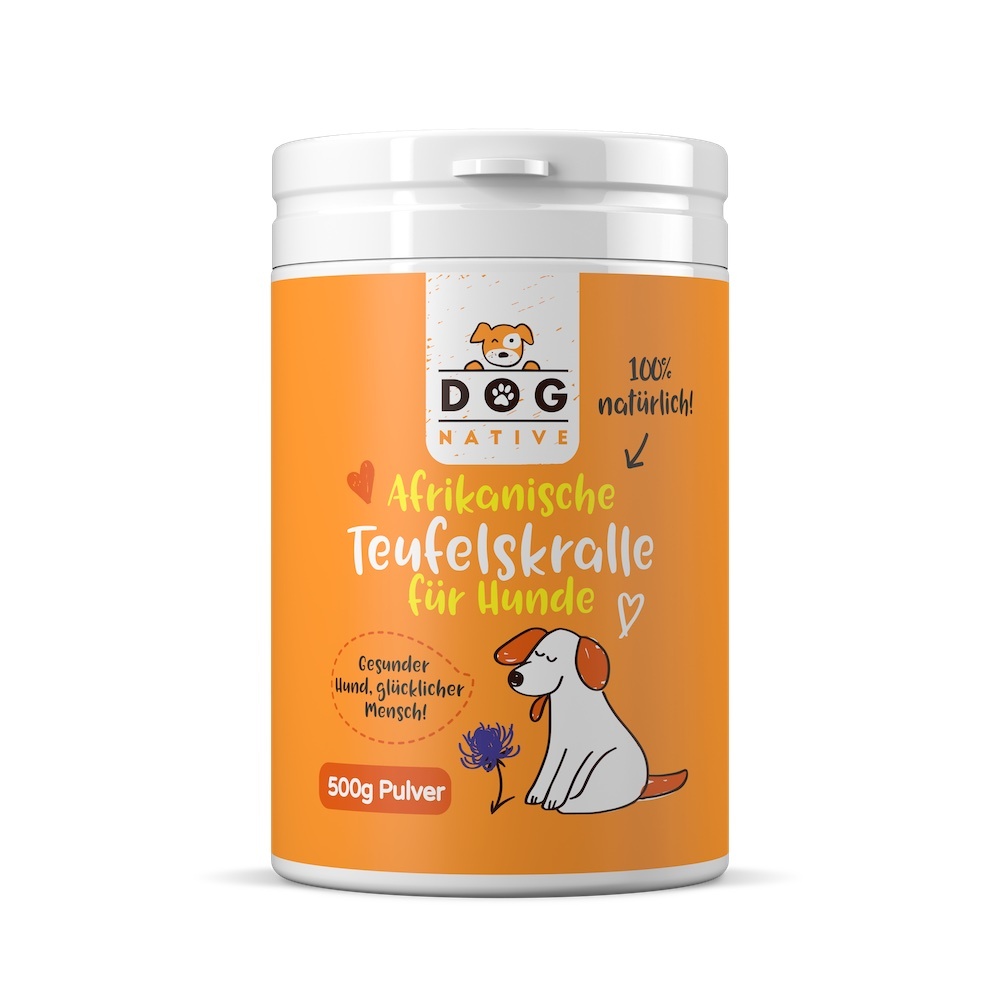Dog-Native Ergänzungsfutter & Aufzucht Dog-Native Teufelskralle Pulver für Hunde, aus Namibia (1,3% Harpagosid), 500g