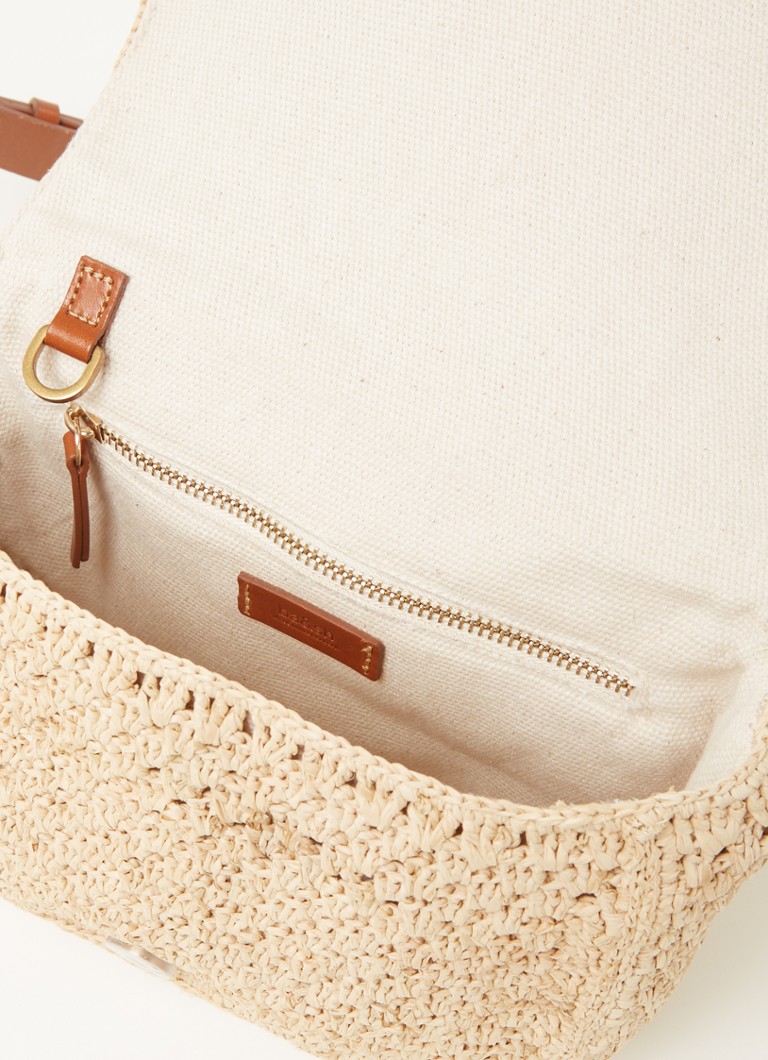 ba&sh Teddy crossbody bag made of raffia with calf leather details