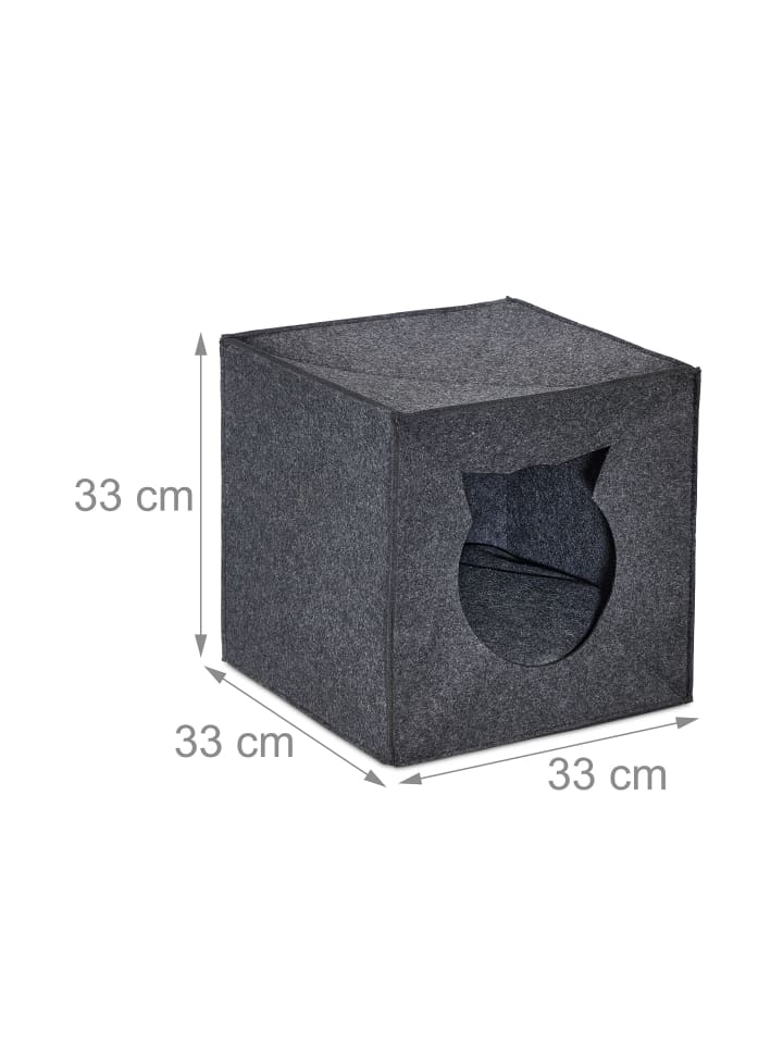 relaxdays Katzenhöhle in Anthrazit - (B)33 x (H)33 x (T)33 cm günstig kaufen onesize
