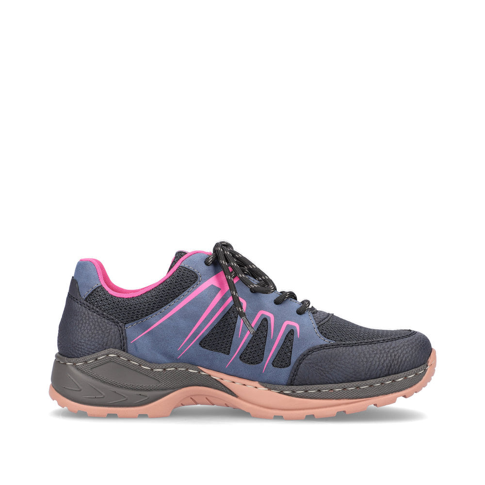 Rieker Damen Schnürschuhe marineblau-himbeerrot