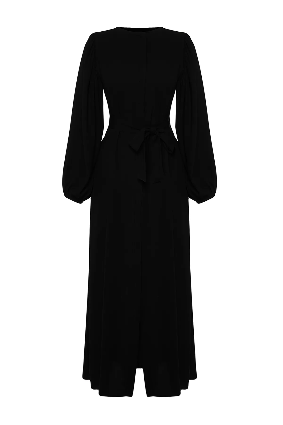 Trendyol Modest  Schwarze, gewebte Mevlana-Kappe mit Ballonärmeln und Reißverschluss und Ferace TCTSS24KF00030