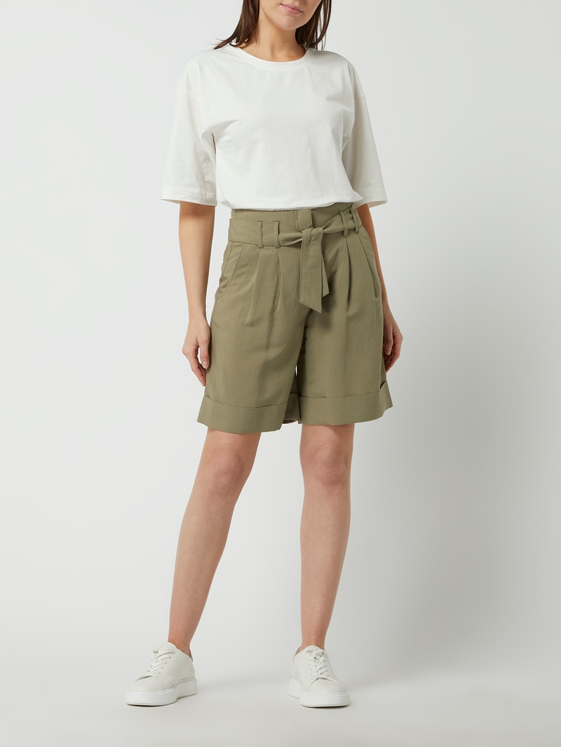 Shorts mit Leinen-Anteil Modell 'Lillit' in khaki