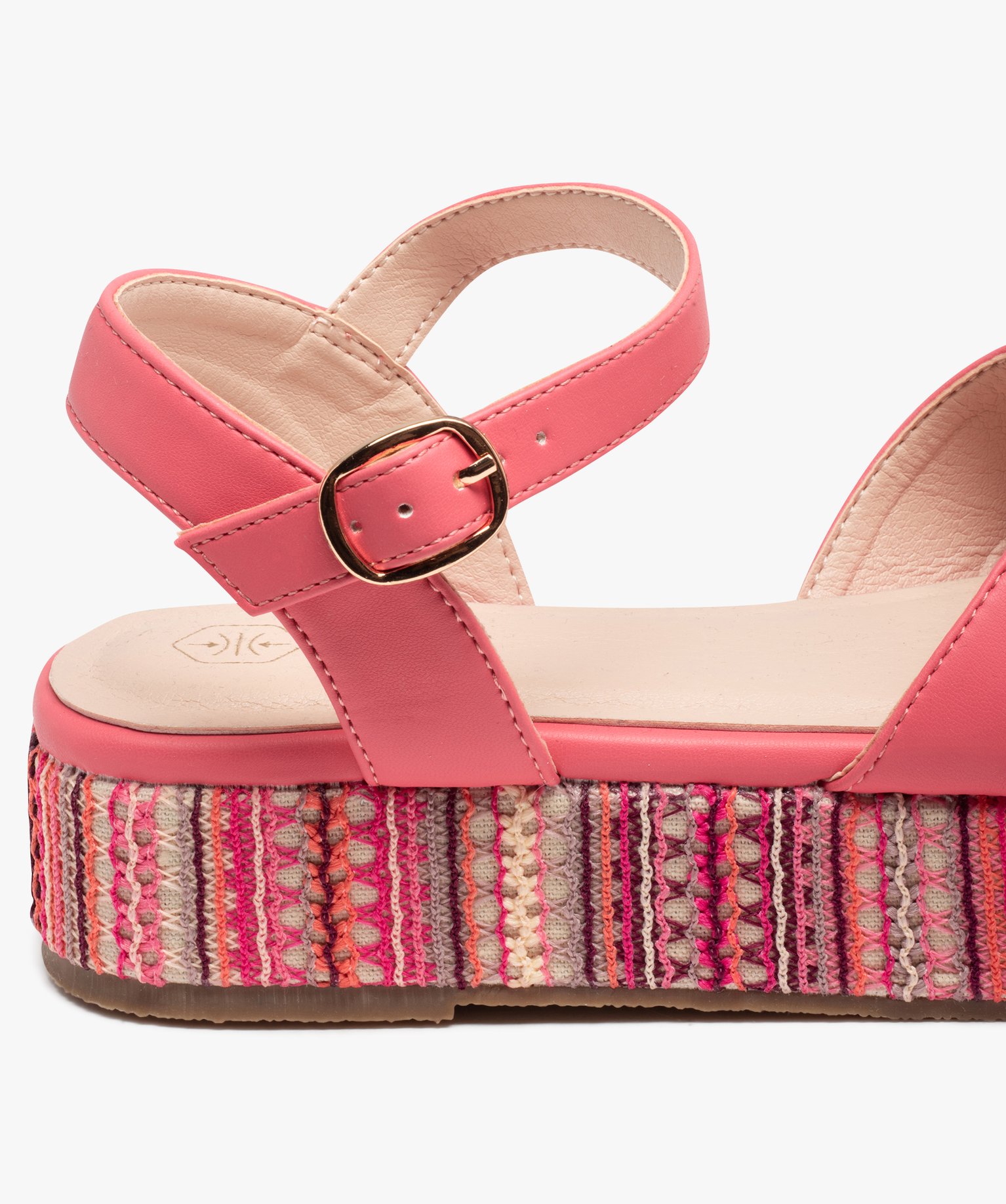 Sandales femme plateforme en corde dessus toile rose | GEMO
