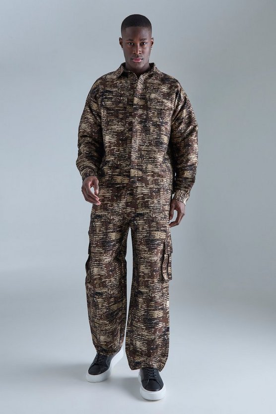 Strukturierte lockere Camouflage Cargo-Hose
