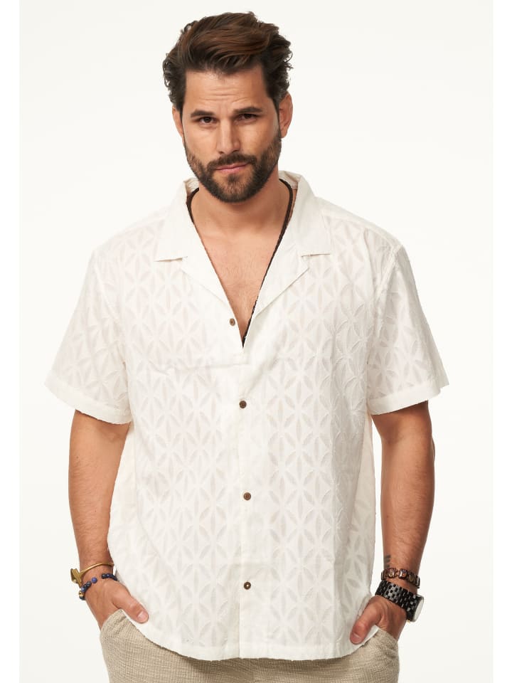 SOULSTAR Kurzarmhemd - im Vintage Summer-Look Kurzarm Strick Polo-Hemd T-Shirt in Ecru günstig kaufen