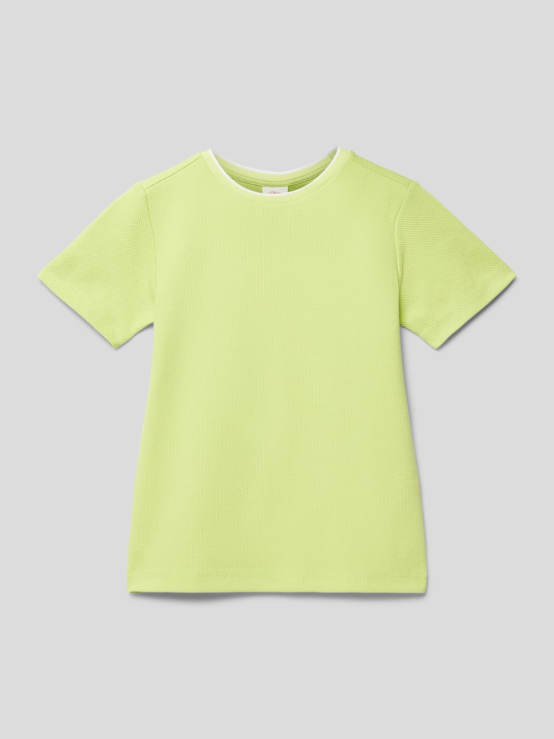 T-Shirt aus Baumwolle mit Strukturmuster in apfelgrün