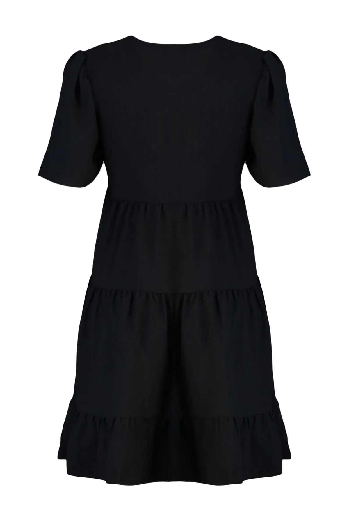 Trendyol Collection  Schwarzes, weit geschnittenes Mini-Webkleid TWOSS20EL0400