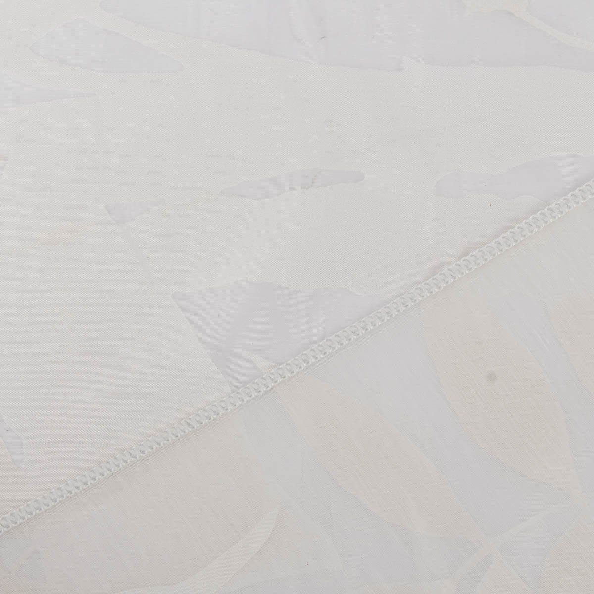 Meterware Rasch Textil Gardinenstoff Ausbrenner Madagaskar Blätter weiß 295cm, leicht perforiert, Organza, mit Bleiband, überbreit