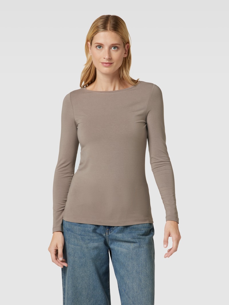 Longsleeve mit U-Boot-Ausschnitt in taupe
