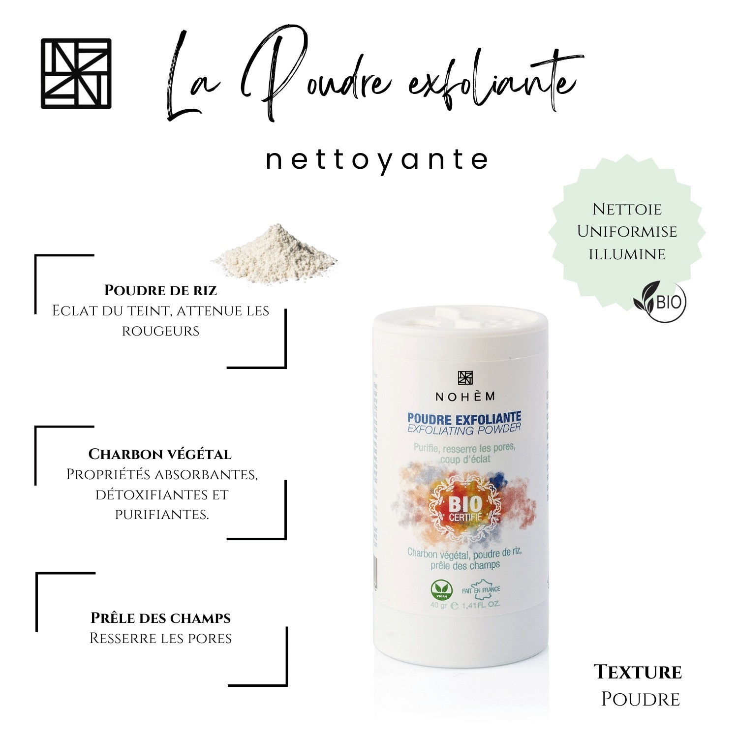 Polvere esfoliante per il viso Nohèm