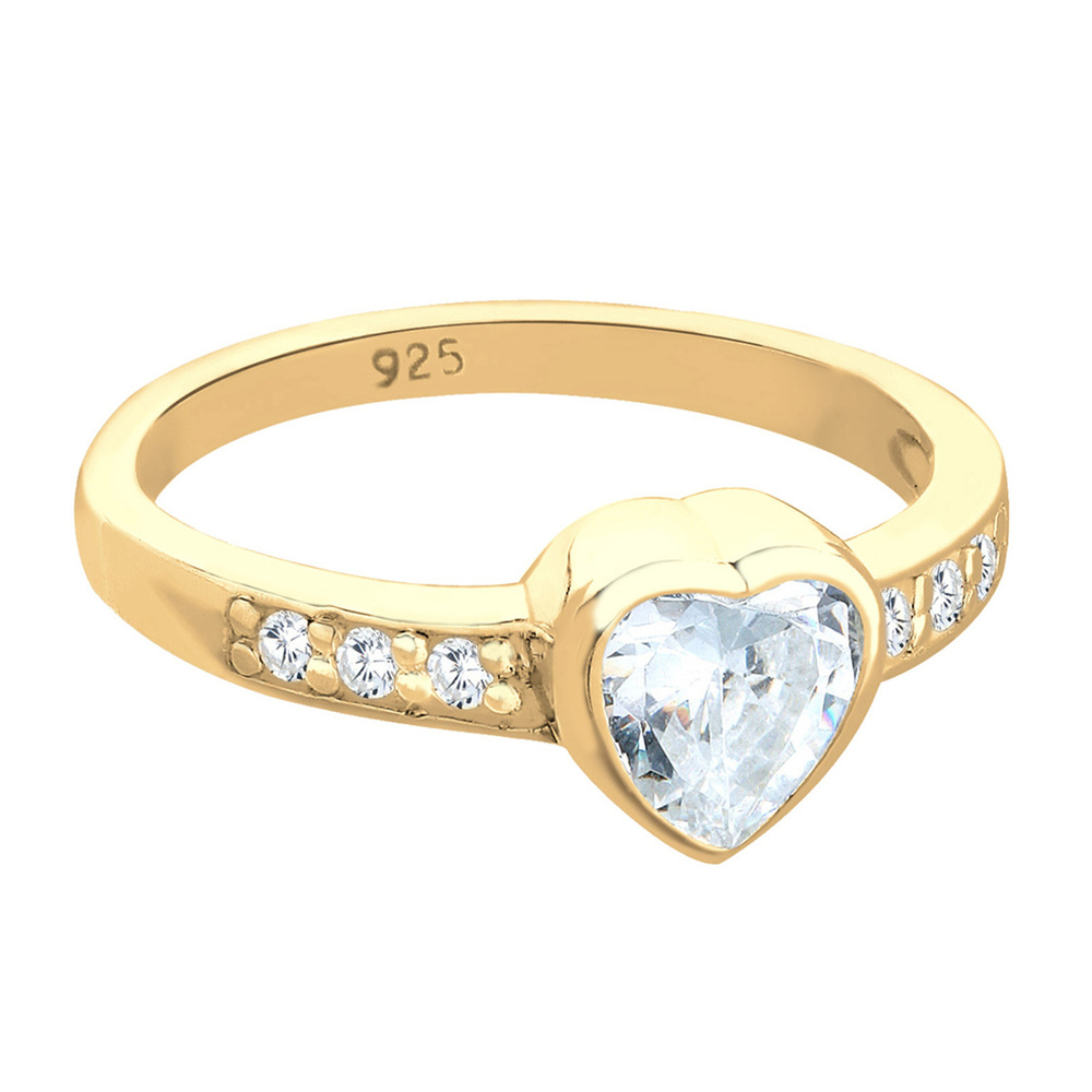 Elli Elli Bague Femmes Coeur Symbole Fiançailles avec Cristaux de Zirconium en Argent  Bague