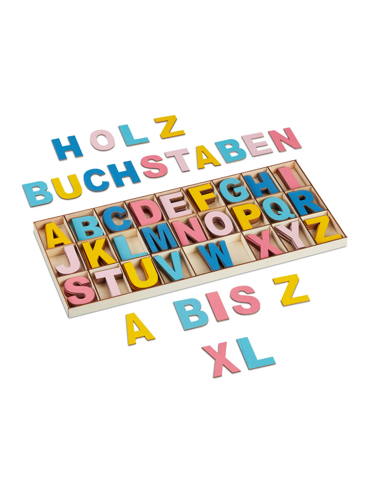 relaxdays 208-tlg. Holzbuchstaben Set in Bunt günstig kaufen onesize