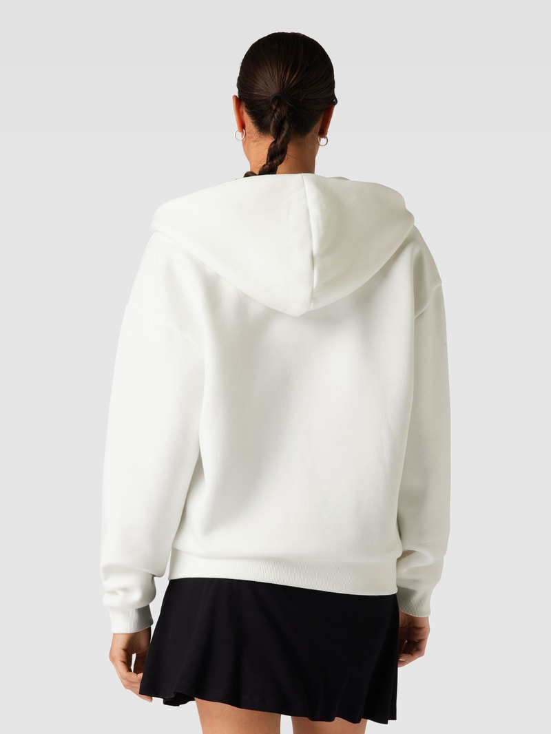 Sweatjacke mit Label-Stitching in weiß