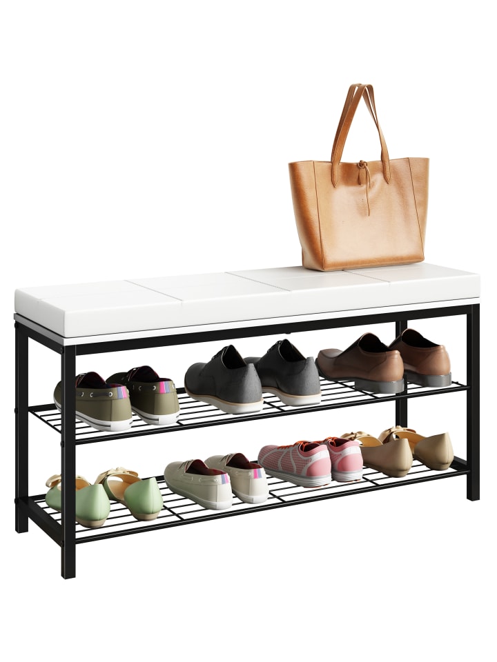 VCM  Metall Holz Sitzbank Schuhregal Schuhbank Taliro in Weiß günstig kaufen onesize