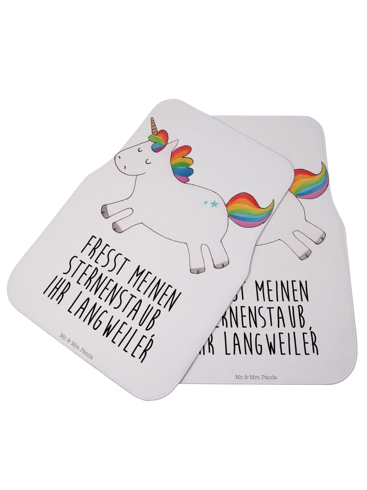 Mr. & Mrs. Panda Fahrer Autofußmatte Einhorn Happy mit Spruch in Weiß günstig kaufen onesize