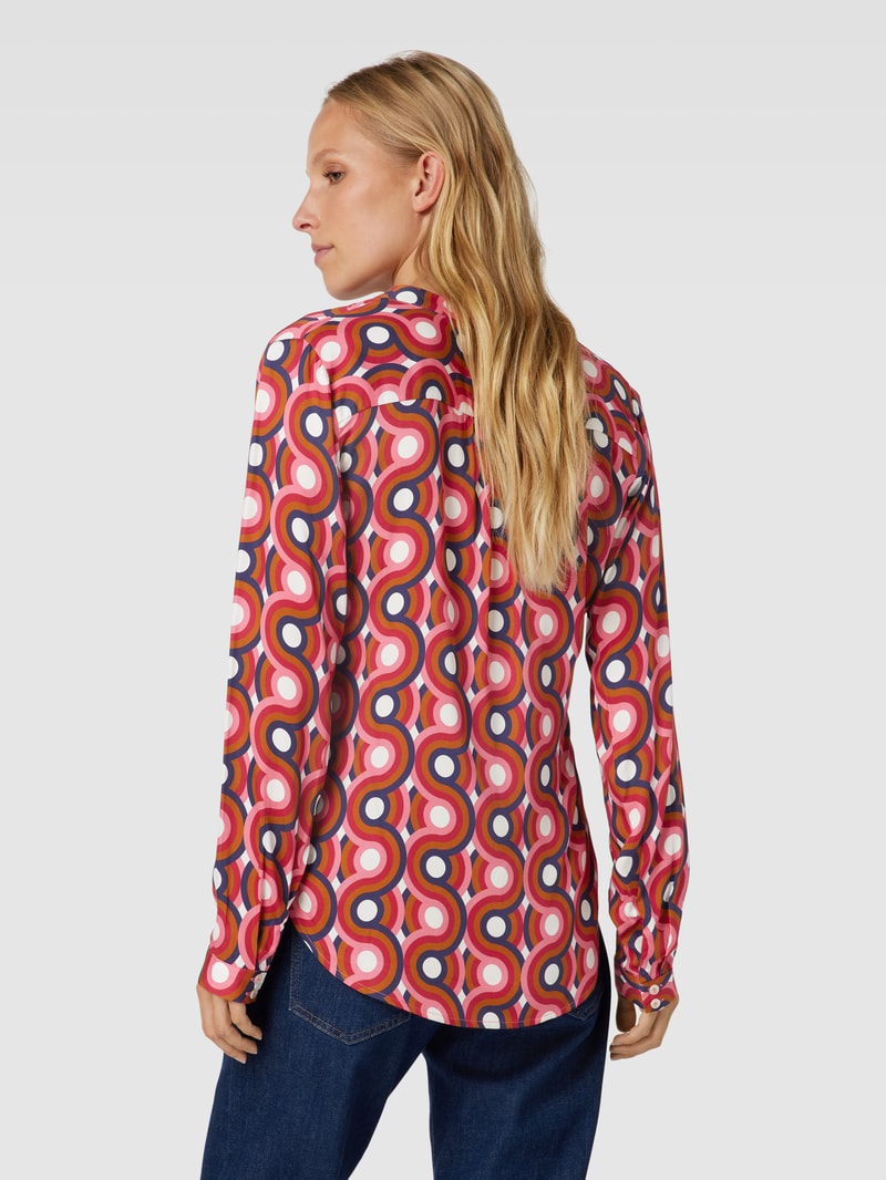 Bluse mit Tunikakragen Modell 'Luftschlange' in pink