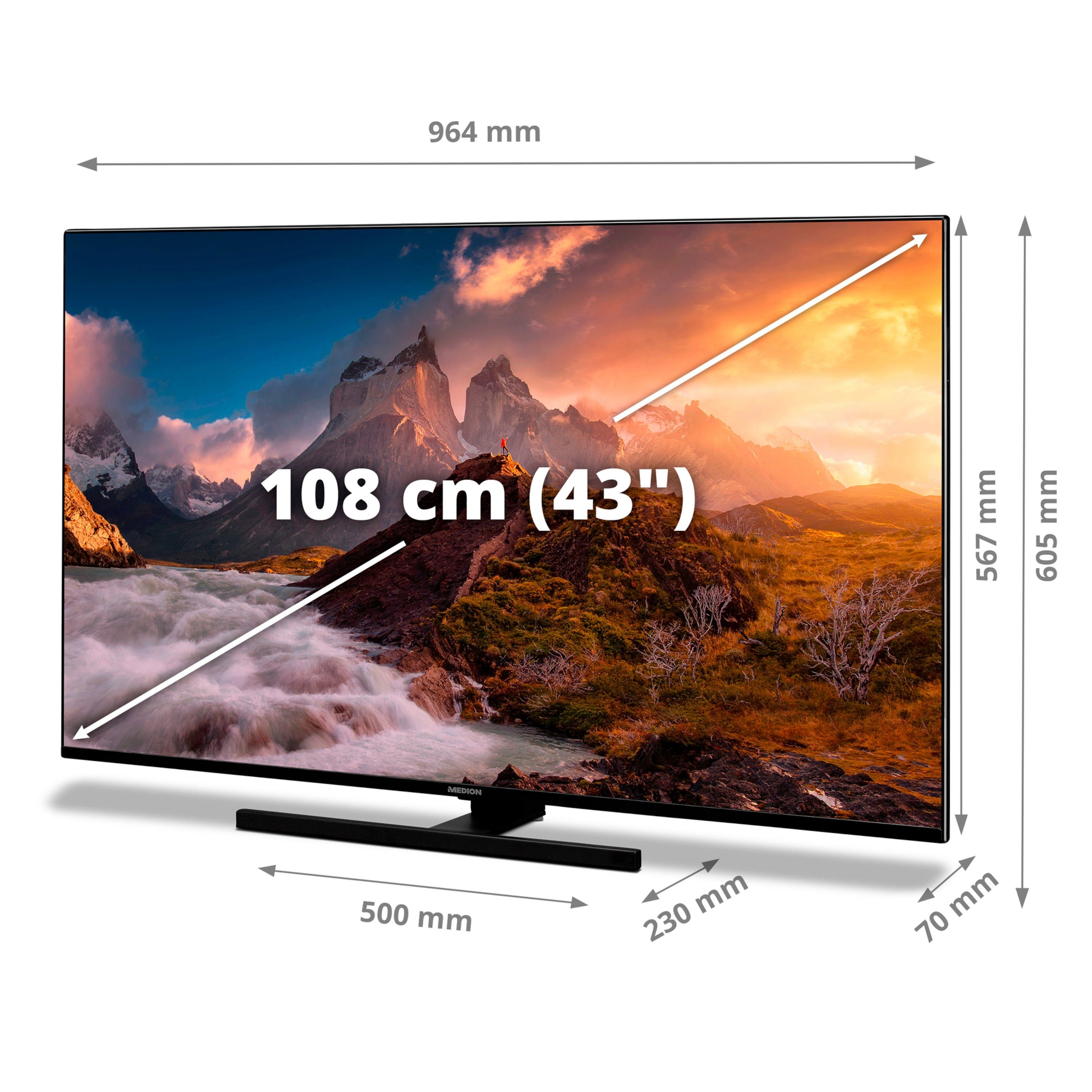 Medion® X14339 LED-Fernseher (108 cm/42.5 Zoll, 4K Ultra HD, Android TV, 60Hz, HDR, Dolby Atmos, Google Chromecast, MD30059)