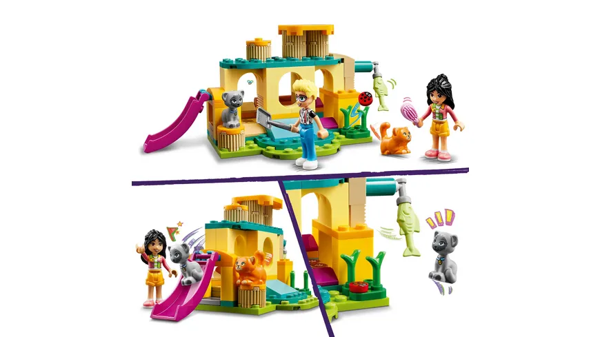 LEGO Friends 42612 Abenteuer auf dem Katzenspielplatz, Set mit Spielzeug-Tieren
