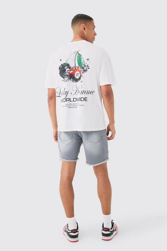 Oversize T-Shirt mit Lucky Homme Print