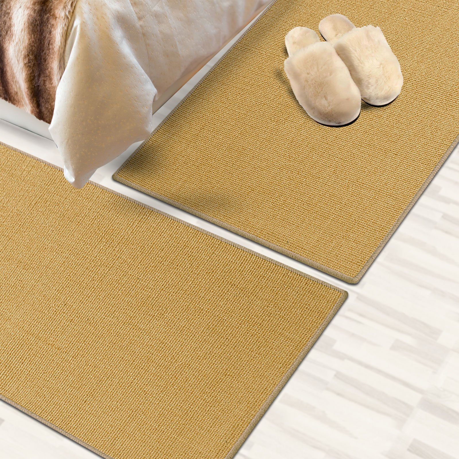 Bettumrandung Sylt Natur, 3 Größen, Teppichläufer, ideal im Schlafzimmer Floordirekt, Höhe 6 mm, (3-tlg), Sisal