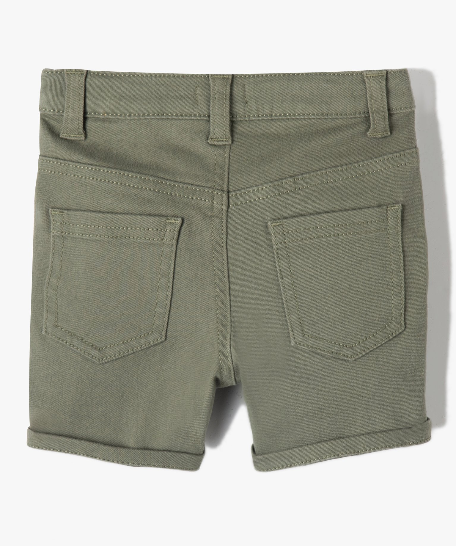 Short bébé Garçon slim en toile extensible unie kaki | GEMO