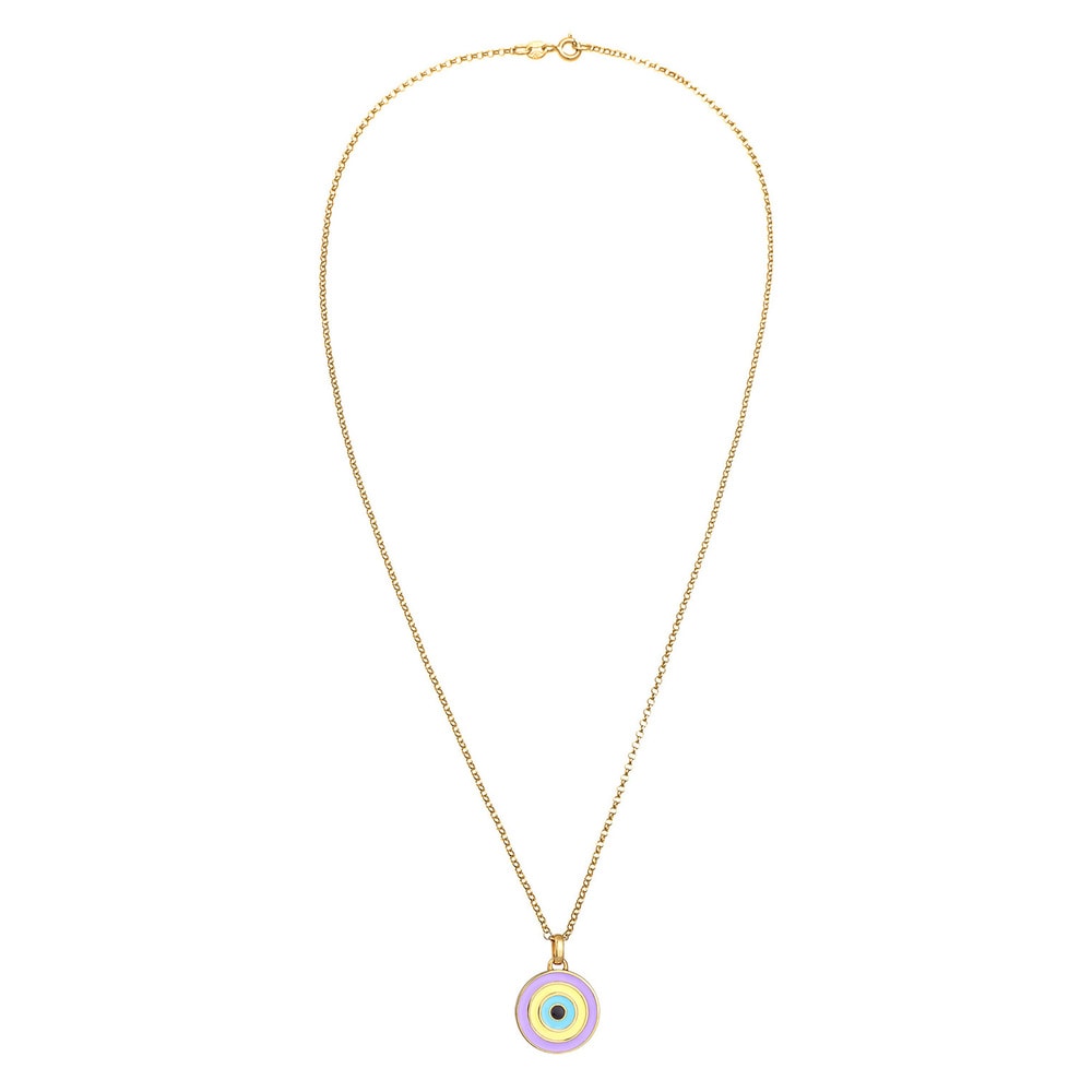 Elli Elli Collier Femmes Pendentif Disque Evil Eye tendance pastel avec émail en argen Bijoux