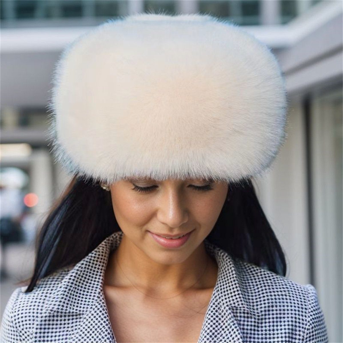 flowgoer Fischerhut Damen Pelz Cossack Russischer Hut mit dickem Warmfutter Praktischer Pelz-Kosakenhut mit warmem Futter für Damen auf Reisen