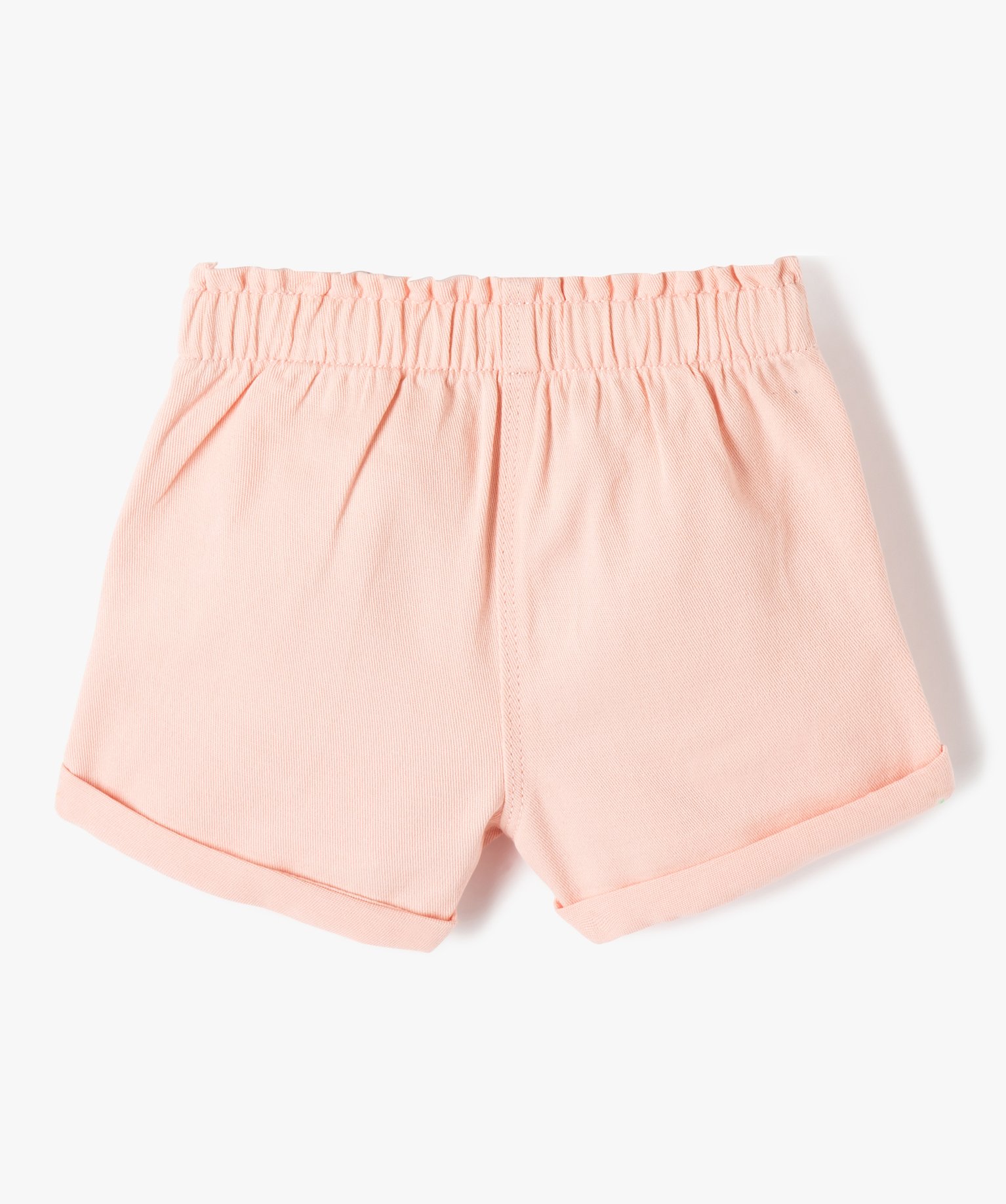 Short bébé fille uni avec ceinture élastiquée rose | GEMO