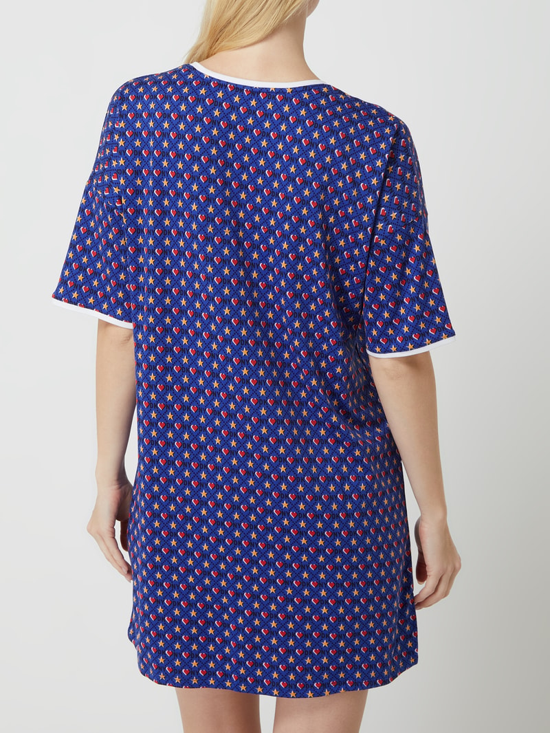 Nachthemd mit Allover-Muster in blau