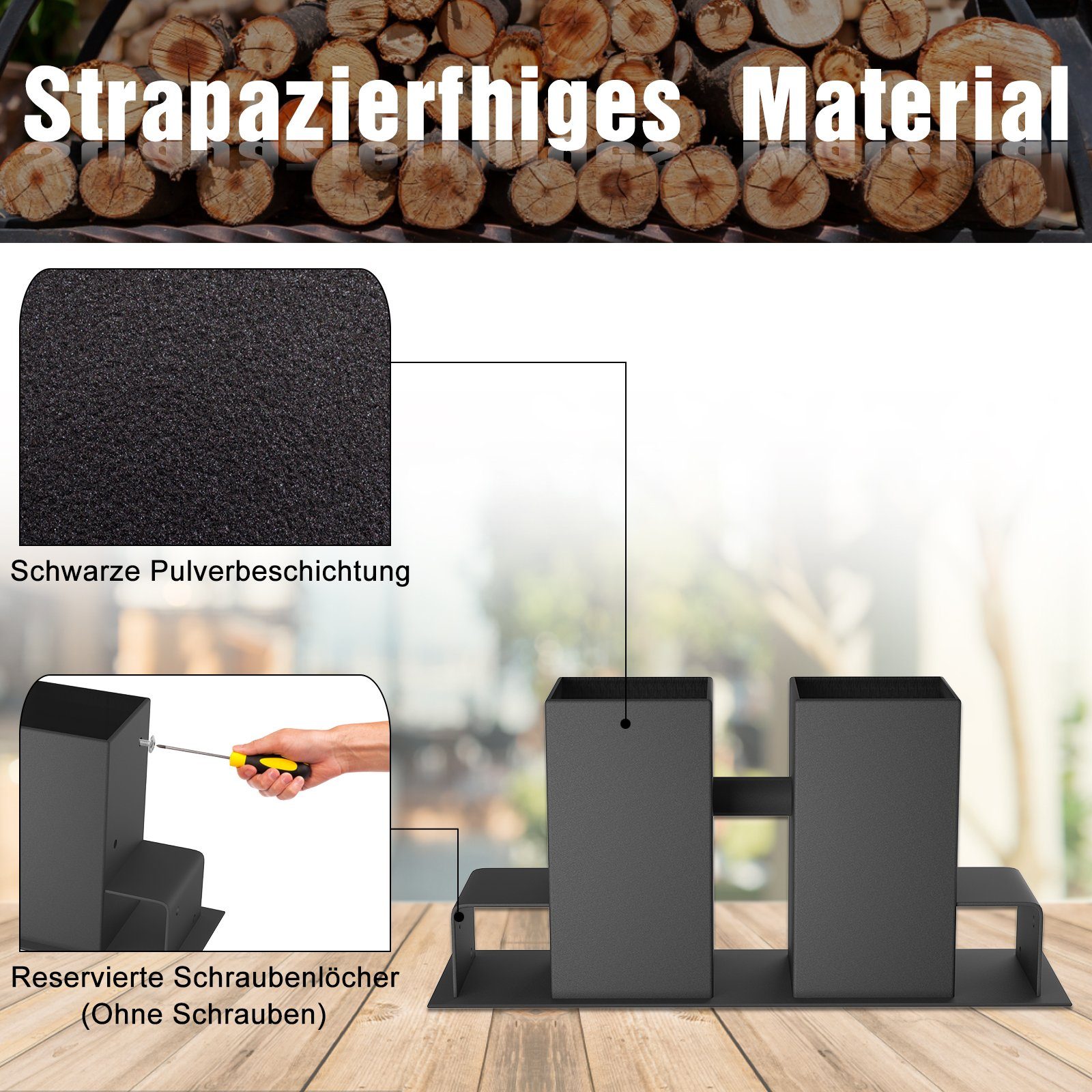 UISEBRT Kaminholzregal Kaminholzhalter Stapelhilfe Gestell, Schwarz
