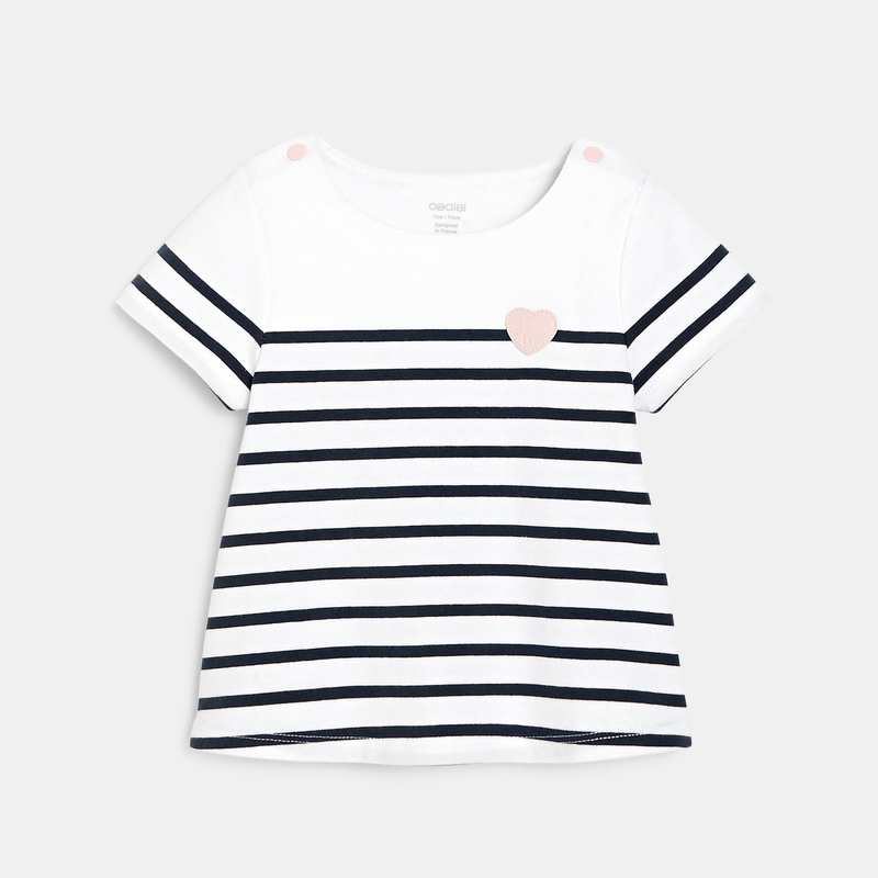 T-shirt marinière rayé bleu bébé fille