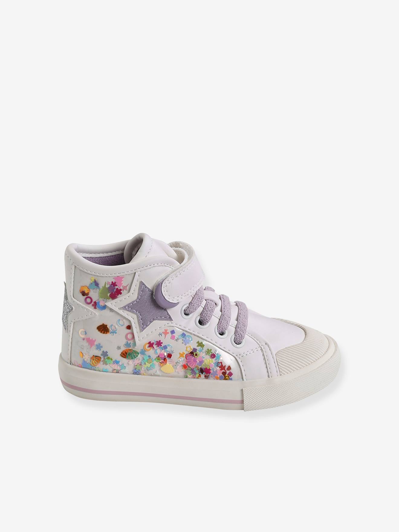Baskets montantes fille coloris changeants collection maternelle lilas
