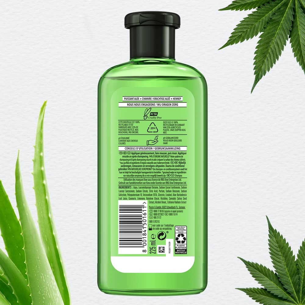 herbal essences Herbal Essences Shampoing Puissant AloeEt Chanvre 225 ml Shampoing