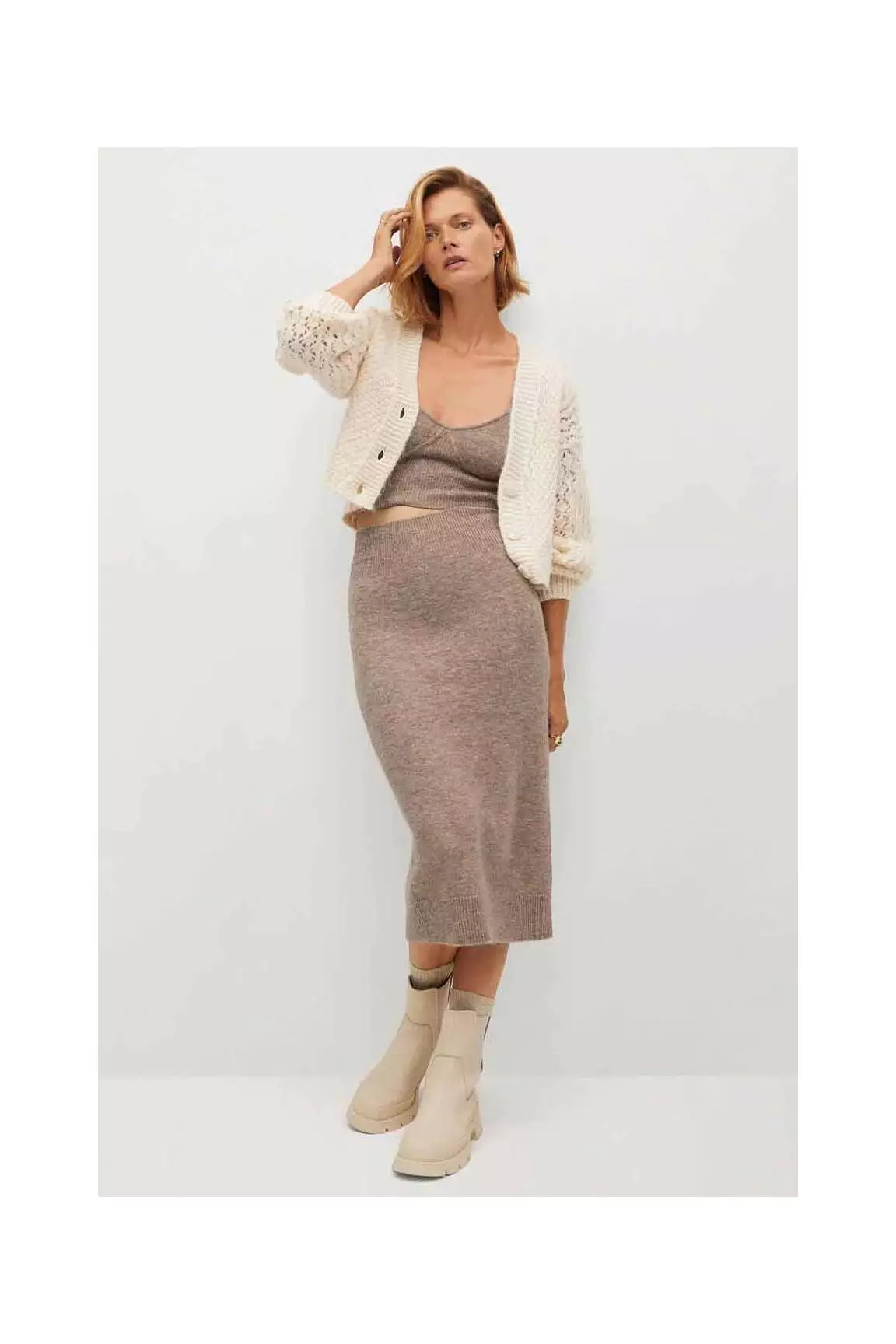 Mango Crop Tops Femme couleur marron